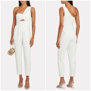 A.L.C. Athena cropped one-shoulder jumpsuit in white crepe